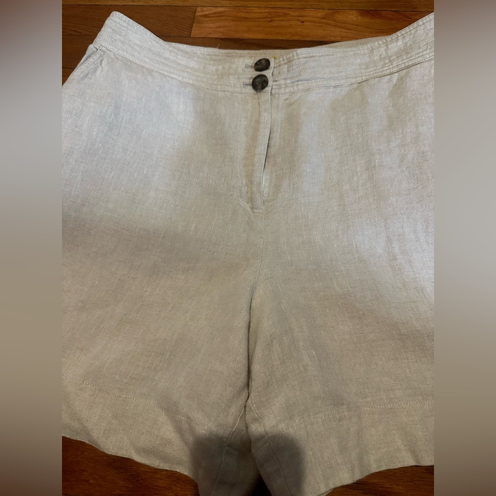 Boden Women’s Light Beige Natural Linen Shorts Sz 12 - Picture 2 of 9